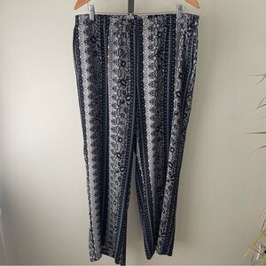 Cleo Wide Leg Lightweight Tribal Boho Bohemian Flowy Pull On Pant Trouser Long